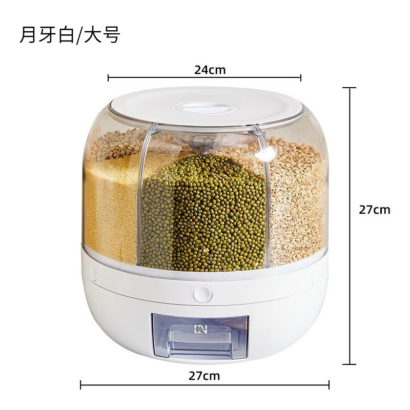 Barril de arroz rotatorio de grano de grano caja de almacenamiento de grano de grano casero a prueba de insectos a prueba de humedad sellado caja de almacenamiento de arroz cilindro de plástico