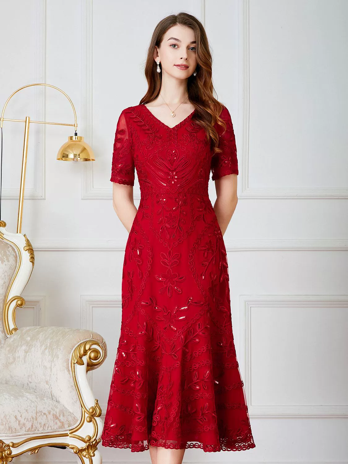 Летняя мини-юбка для мамы, свадебное платье, с коротким рукавом, plus size, с вышивкой, оптом