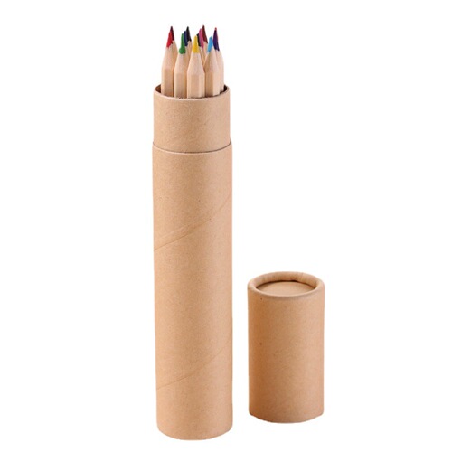 Kraft paper tube colored pencils drawing brushes drawing colored pencils can be printed with LOGO gift stationery wholesale