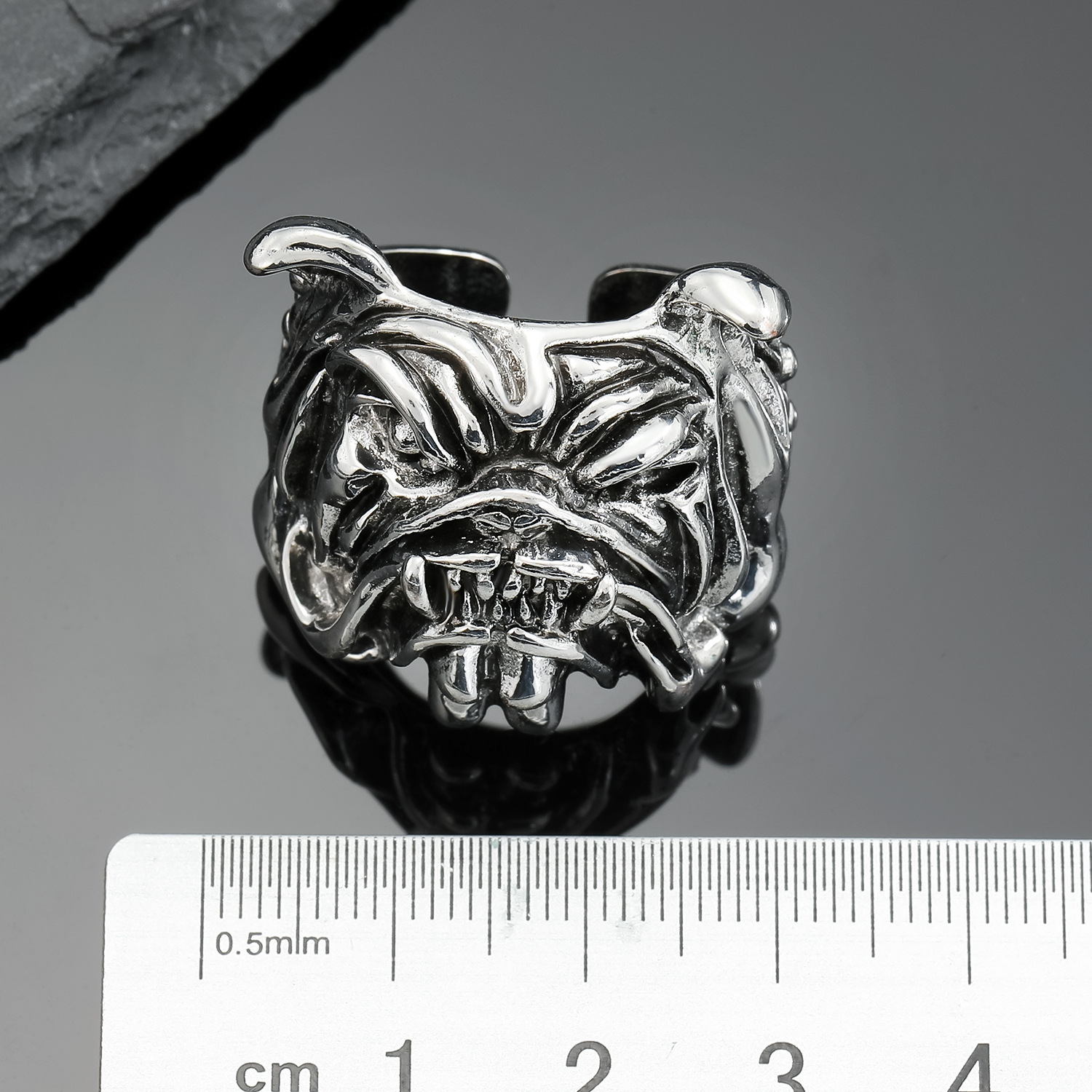 Retro Punk Dog Head Men's Grimace Open Ring display picture 1