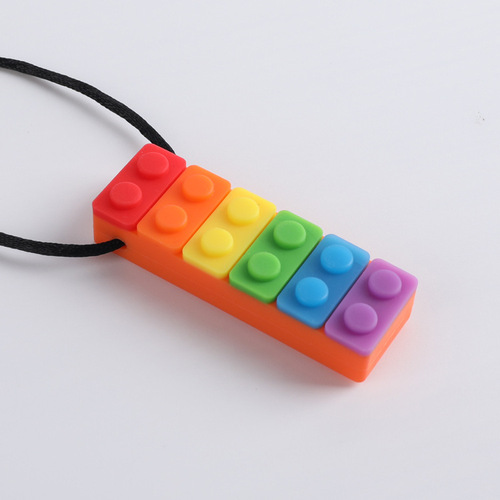 Cross-border children's chewing toys rainbow building blocks chewing stick baby molar stick chewing gum silicone baby teether