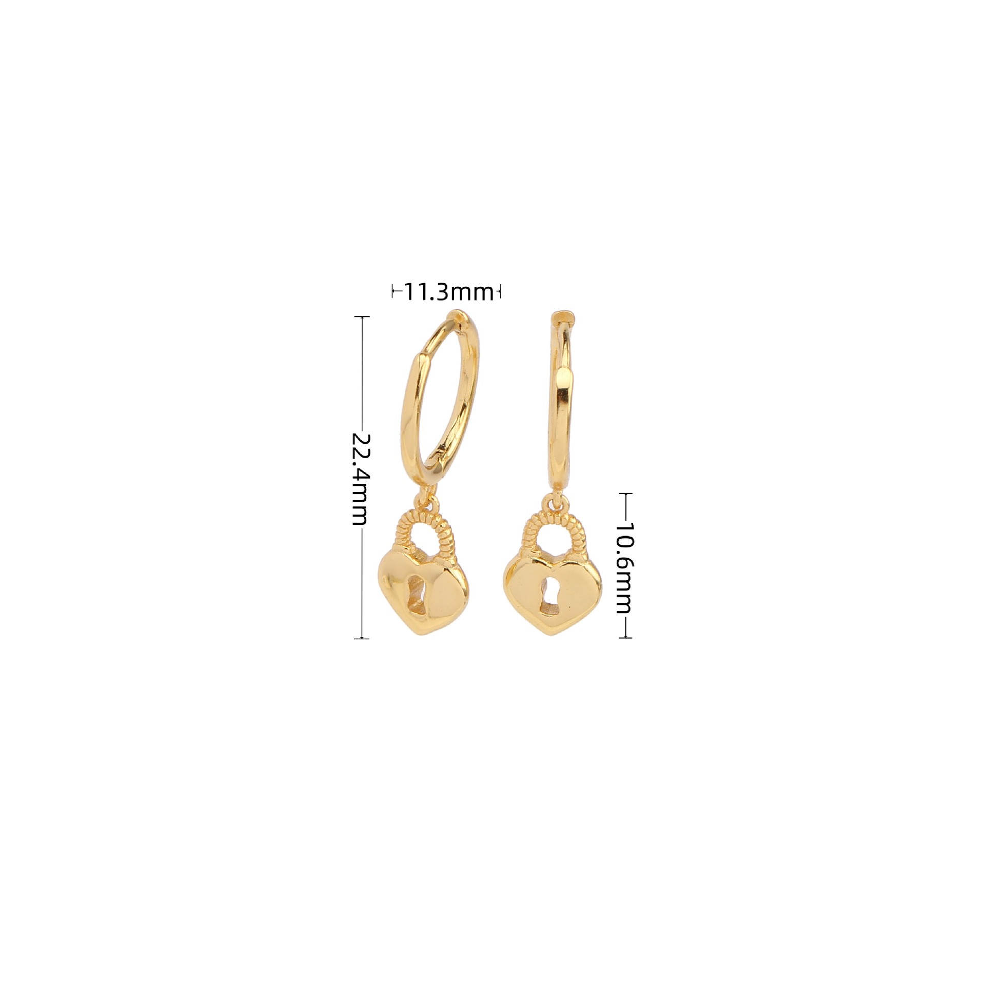 4g Weight 1 Pair 925 Sterling Silver Heart Shape Lock Drop Earrings