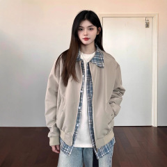 美式cleanfit假两件外套男潮牌秋冬设计感蓝色法兰绒衬衫翻领夹克