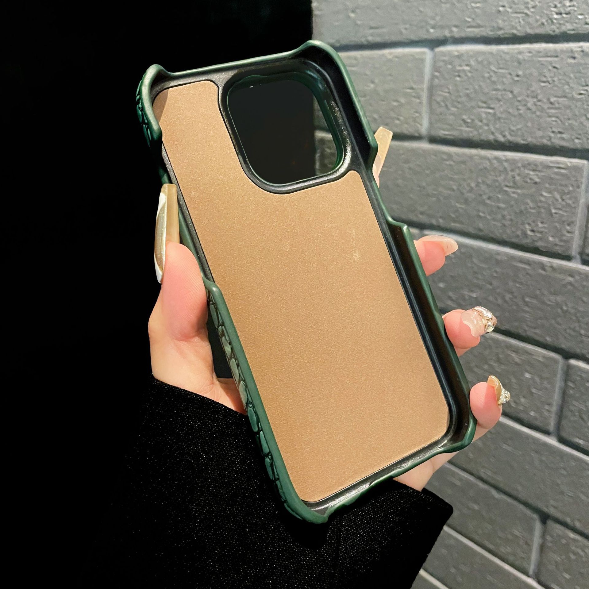 Ốp lưng điện thoại nửa cứng vân cá sấu pha lê lấp lánh cho iPhone 7-15 — Màu xanh quân đội kim cương lấp lánh, Hoa violet kim cương lấp lánh, Hồng lấp lánh, Xanh denim kim cương lấp lánh chi tiết 12
