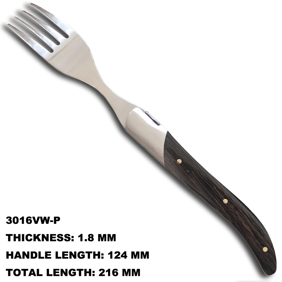 Cuchillo de abeja francés con cabeza de acero sólida con mango de madera de oliva, aleta de pollo, cuchillo y tenedor de carne se pueden personalizar LOGO