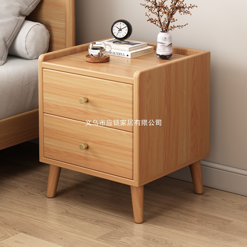 Solid Wood Bedside Table Household Small Bedroom Storage Narrow Cabinet Mini Storage Rack Multi-Purpose Storage Bedside Cabinet
