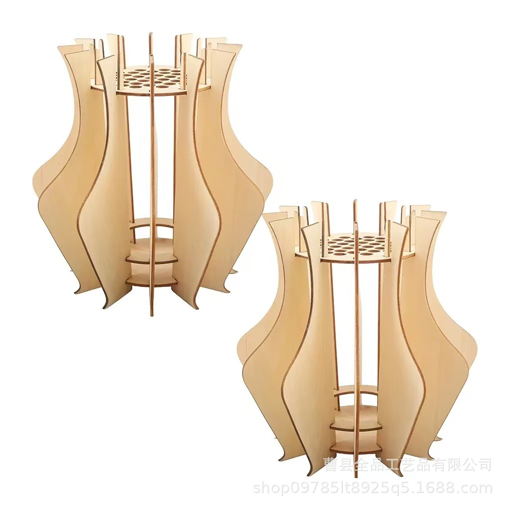 Nuevo jarrón de rompecabezas de bricolaje de madera transfronterizo, decoración de mosaico, decoración de escritorio de la sala de estar del hogar, jarrón de plantas verdes de madera