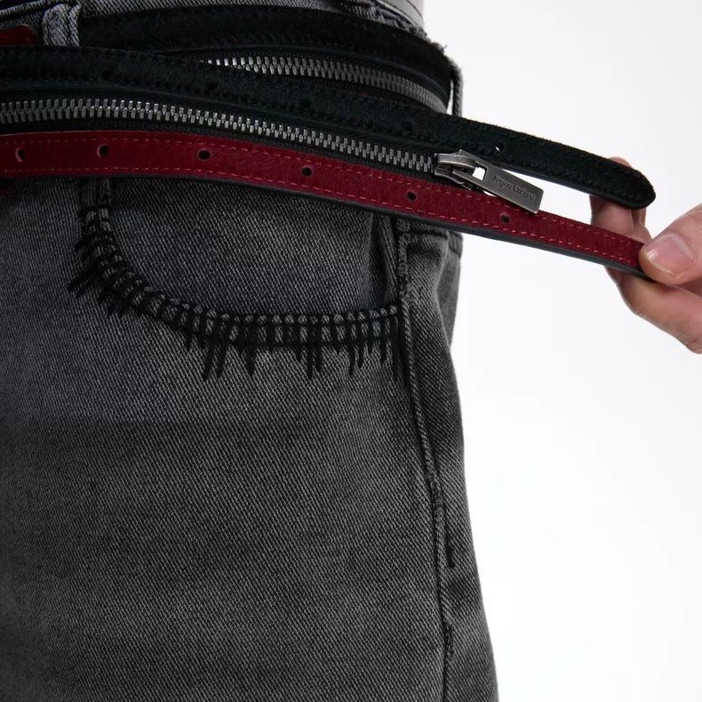 Retro small design belt with zipper for men and women