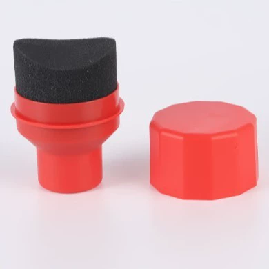 Car tire waxing tool, high-density waxing sponge, hand-held curved tire oiling sponge brush with cover (Car cleaning tools) - red-packaged-in-opp-bag