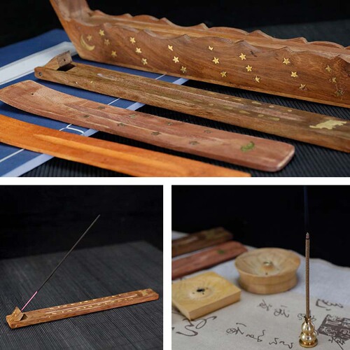 Indian original wood incense burner, incense plate, aromatherapy accessories, Zen-style household, antique-style incense plate, living room incense art decoration