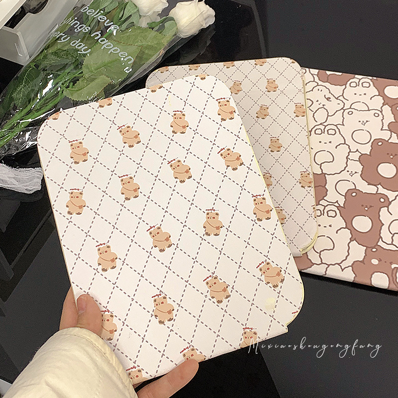 Style Folding Small Mirror Makeup Mirror Student Dormitory Girl Dressing Mirror Desktop Desktop Stand Home Portable