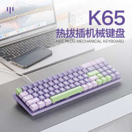 K65机械键盘客制化电竞有线热插拔游戏键盘二色透光键盘