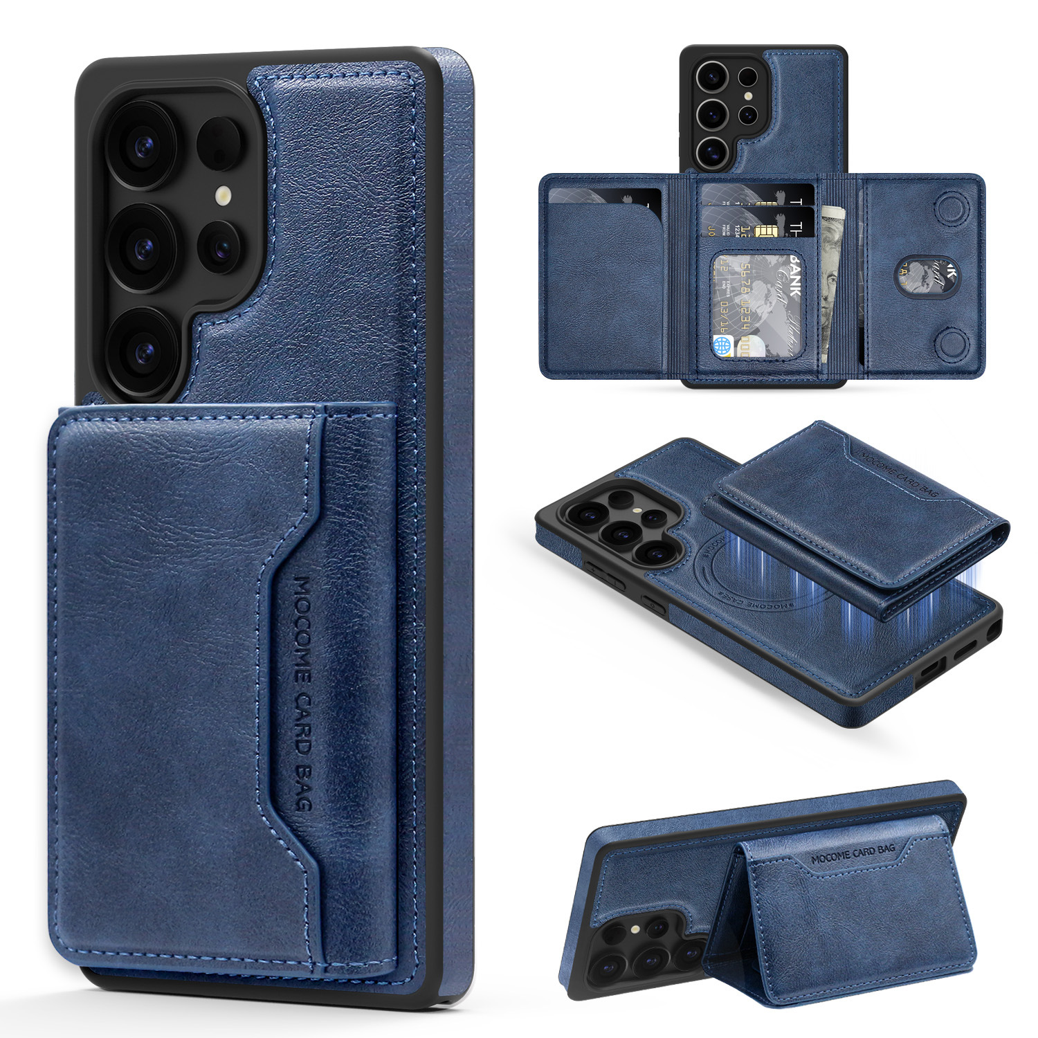Adecuado para Samsung S25Edge Pindun multifuncional estuche para tarjeta magnética estuche para tarjeta S24FE estuche para teléfono anticaídas