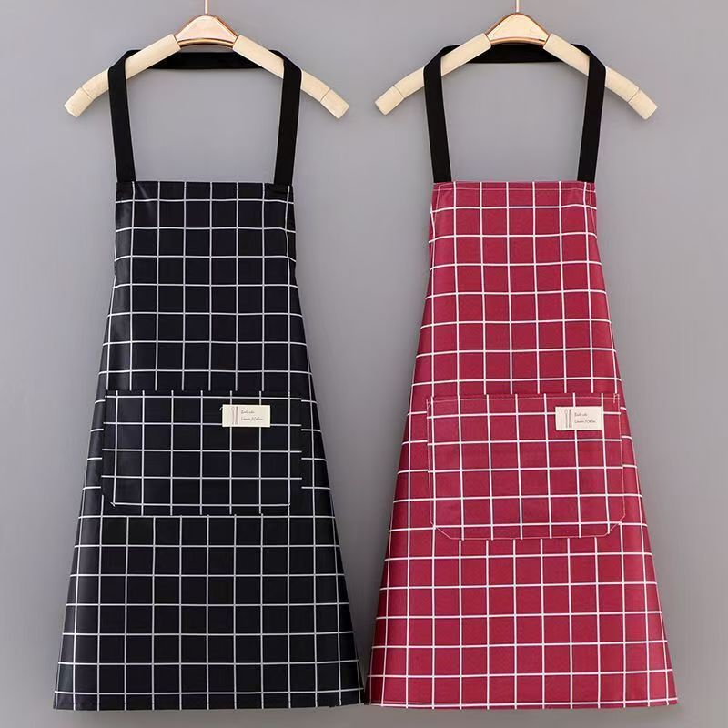 Fashionable Women's Waterproof Kitchen Apron, Checkered Workwear_voghion.com