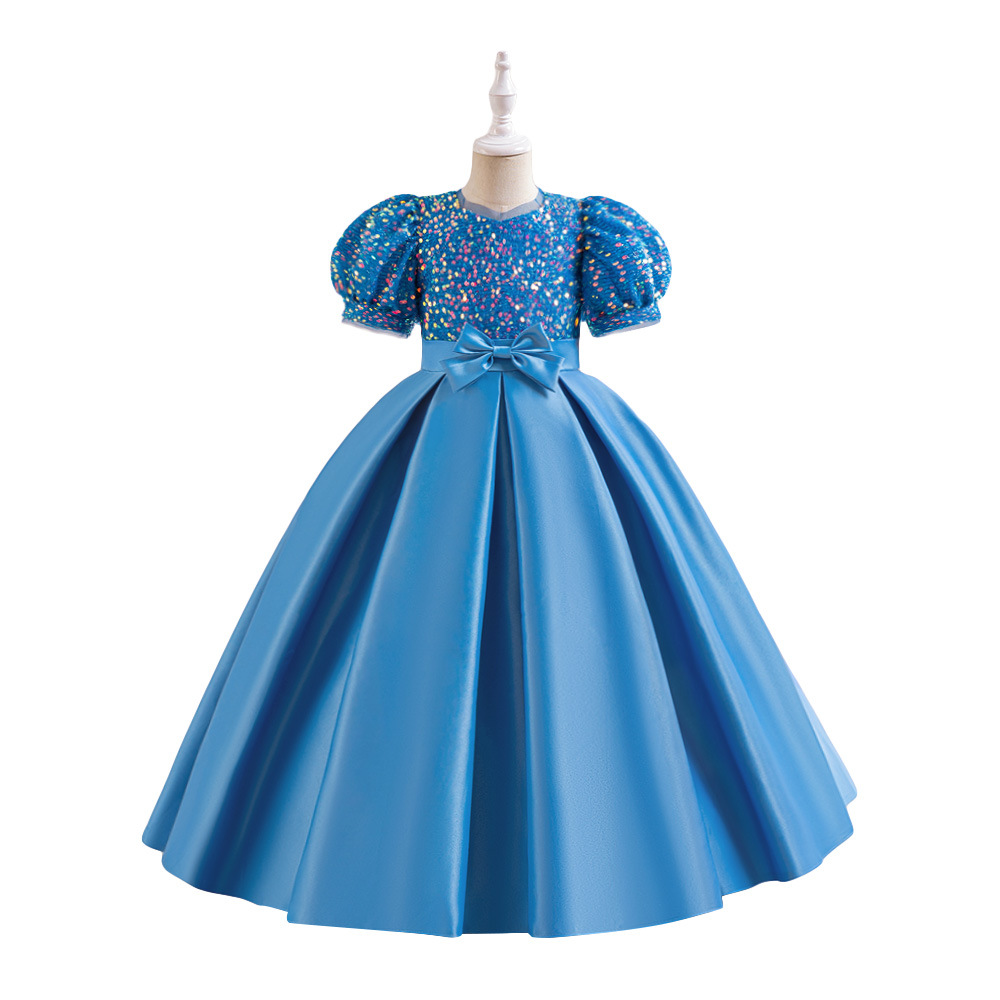Vestido de niña, vestido de cumpleaños, mangas abullonadas, anfitriona, actuación de piano, niña de las flores, boda, niña pequeña.