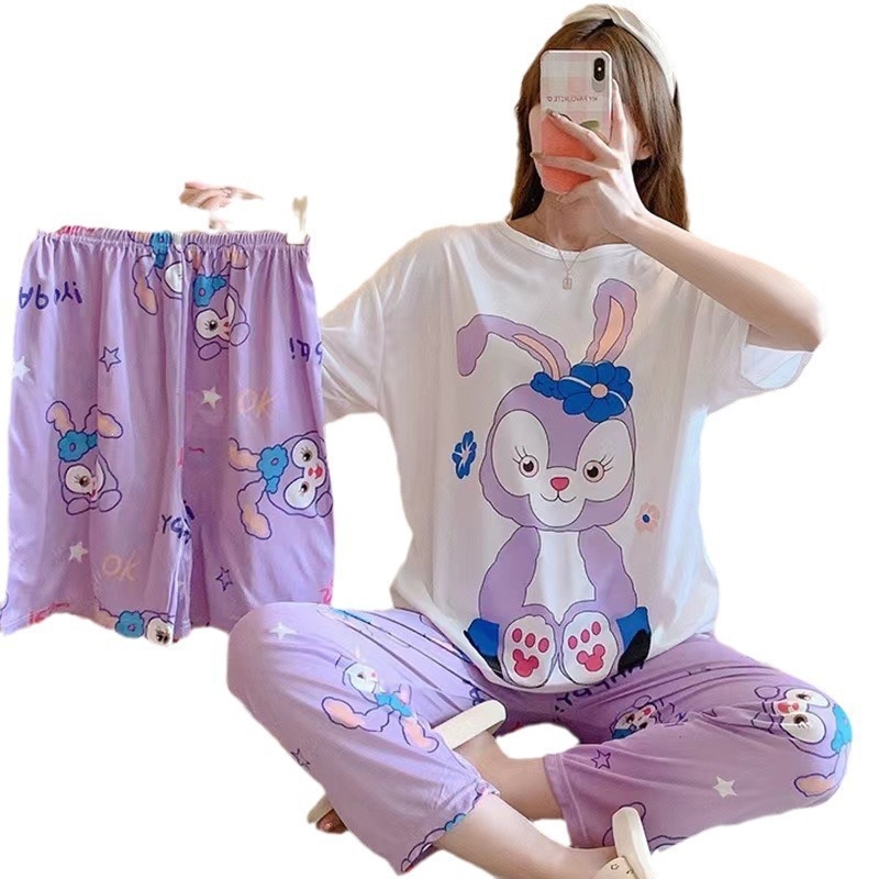 Conjunto de Pijama para Mujer Set de 3 Piezas de Poliéster Transpirable para Casa image 5