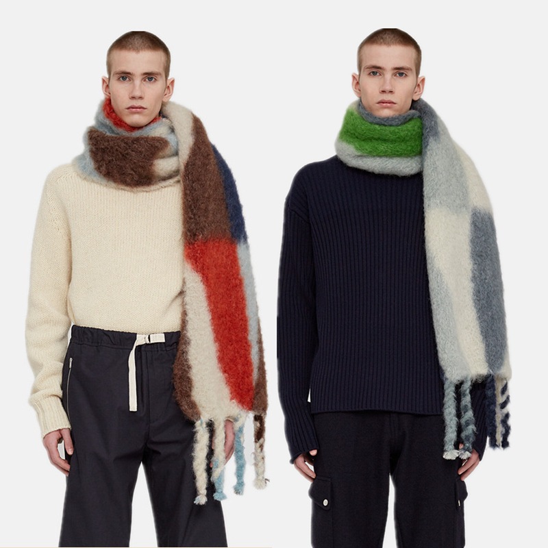 Comercio exterior transfronterizo Arco Iris rayas borla bufanda moda europea y americana larga Cachemira-como colorido bufanda a rayas para las mujeres