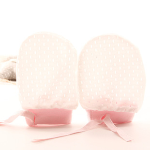Baby physical anti-scratch Ice Silk gloves drawstring lace-up baby adjustable high elastic gloves summer protective gloves