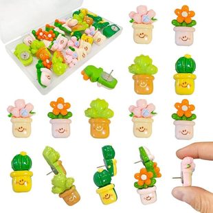 Cross-border Cute Flower Cactus Ball Pin Creative Handmade DIY Cork Board Fixed Thumb Pin Tack