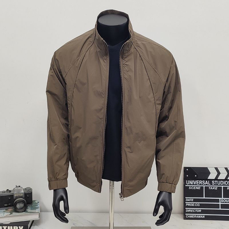 1 Stand Collar Jacket Workwear Men 2025 Spring Autumn American Style Thin Trendy Brand Simple Short Casual New Coat_voghion.com