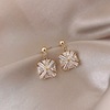 Silver needle, earrings, fashionable zirconium, french style, silver 925 sample, light luxury style, internet celebrity