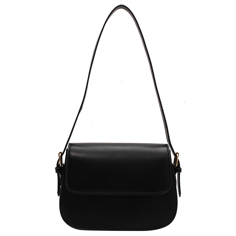 Bolsa transversal feminina de ombro único, nova coleção primavera/verão 2024, estilo retrô, cor sólida, com aba, moderna e simples._voghion.com