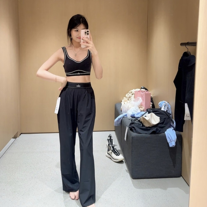 Alo Webbing Long Pants High-Waisted Drapey Sports Casual Pants Straight Loose Wide-Leg Pants Women's Summer 2026 Thin Style