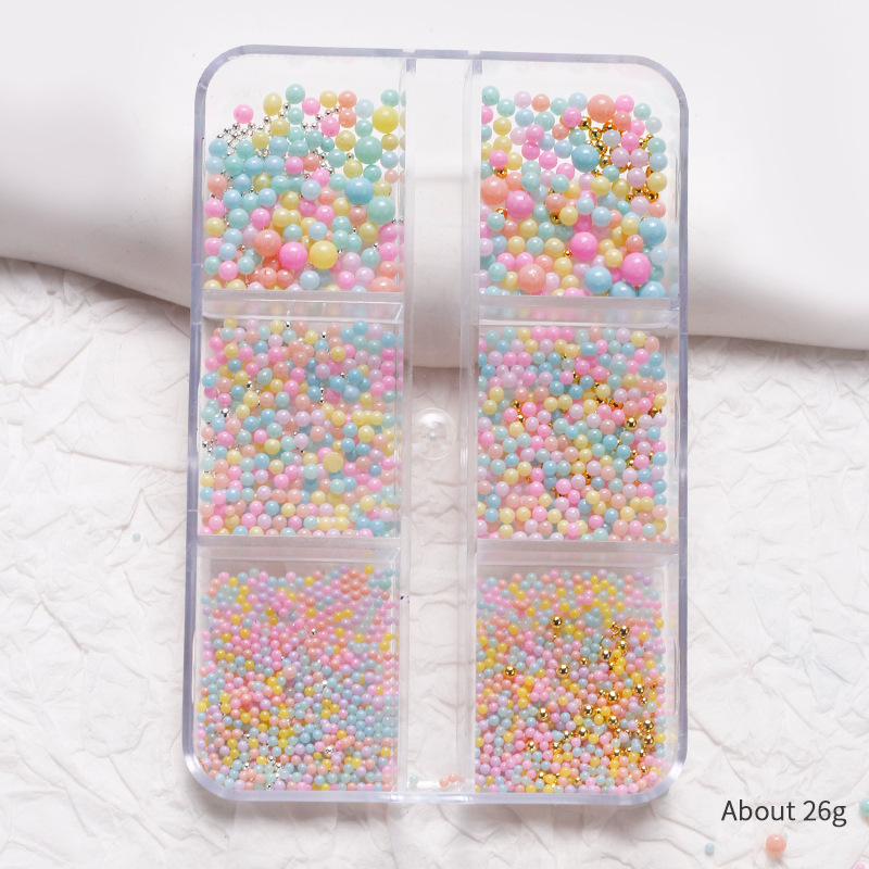 Internet celebridad nuevo macaron caramelo color saltar cuentas monocromo color mezclado plástico pequeño cuentas redondas manicure 6 rejilla caja joyería