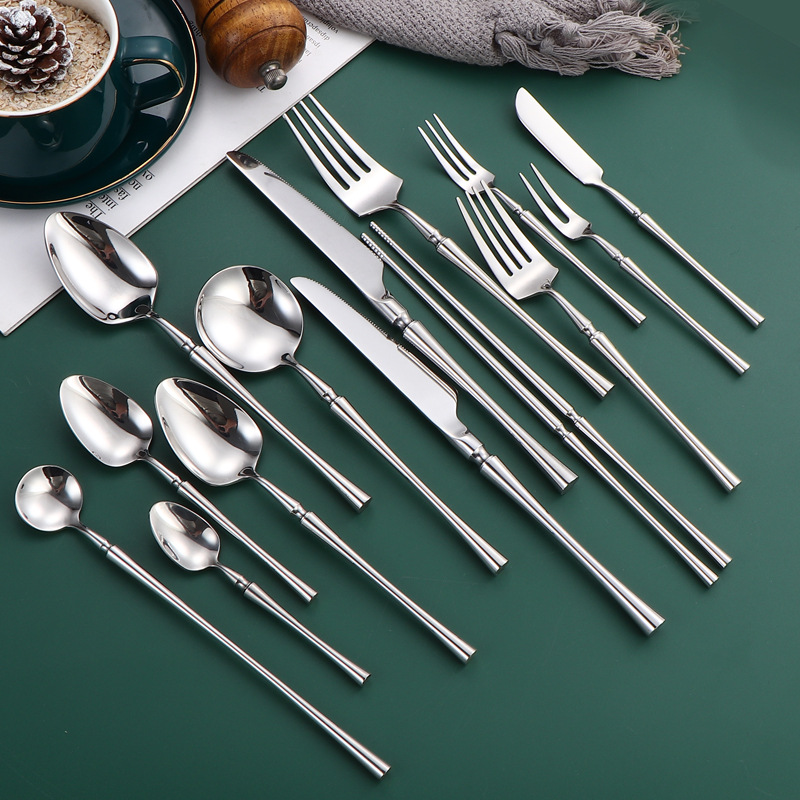 304 cubiertos de acero inoxidable estilo grueso pequeño cintura carne cuchillo tenedor cuchara postre café tenedor tenedor de fruta tenedor