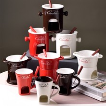 创意火锅杯双耳巧克力熔化炉奶酪芝士加热餐厅大号蜡烛陶瓷汤杯