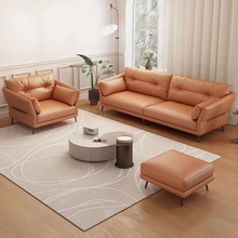 新款真皮沙发客厅简约现代家用大三人位意式轻奢直排头层牛皮沙发