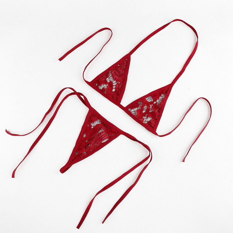Cross-Border New Classic Three-Point Mesh Strap Set Sexy Intimates Lace Bra and Panty Set