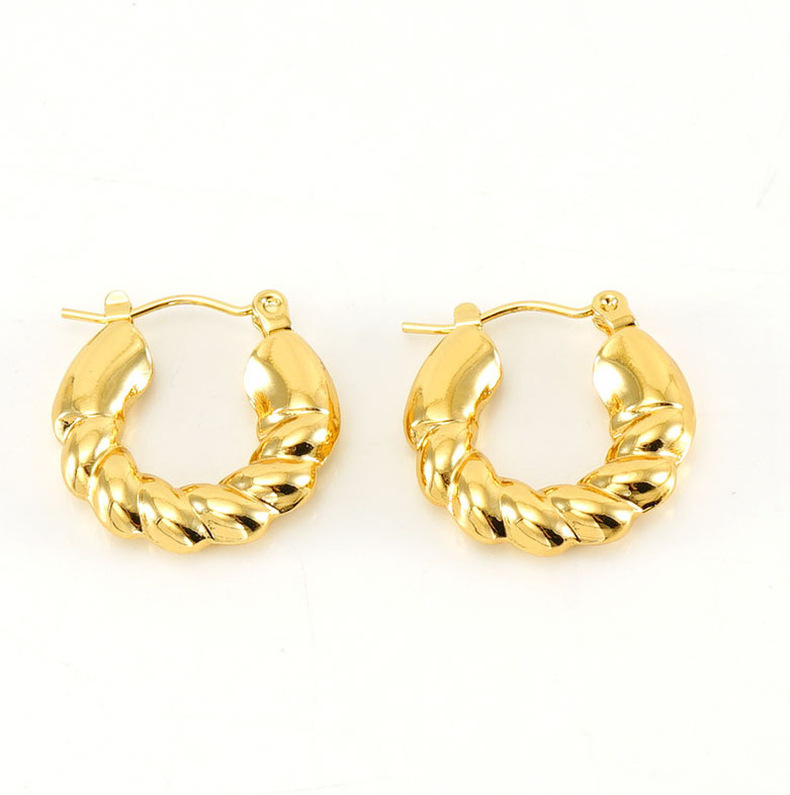 304 Stainless Steel Material Geometric Pattern Women's Gender 1 Pair Simple Style Geometric 304 Stainless Steel 18K Gold Plated Hoop Earrings Ear Studs