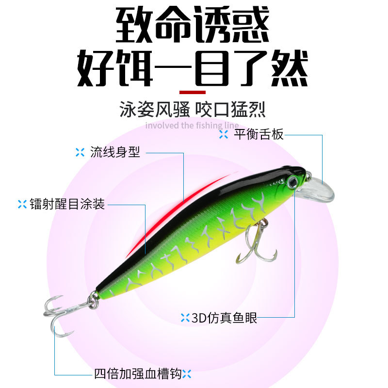 Sinking Minnow Fishing Lures Hard Baits Fresh Water Bass Swimbait Tackle Gear