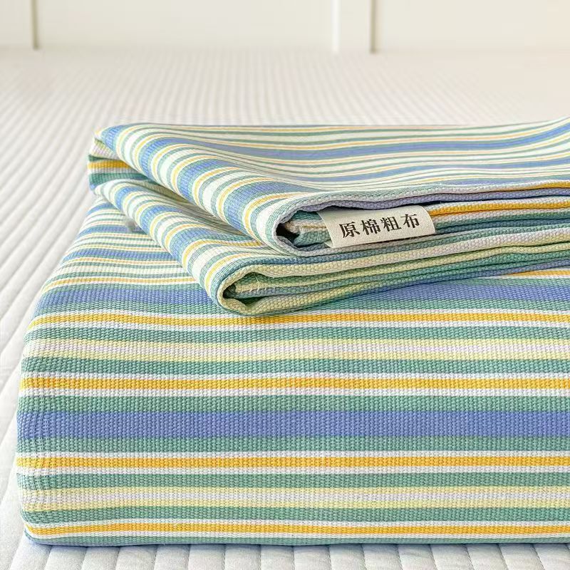 生綿増粘古粗布ベッドシーツ単品綿100麻マットリネン綿麻シーツ寮シングル3点セット|undefined