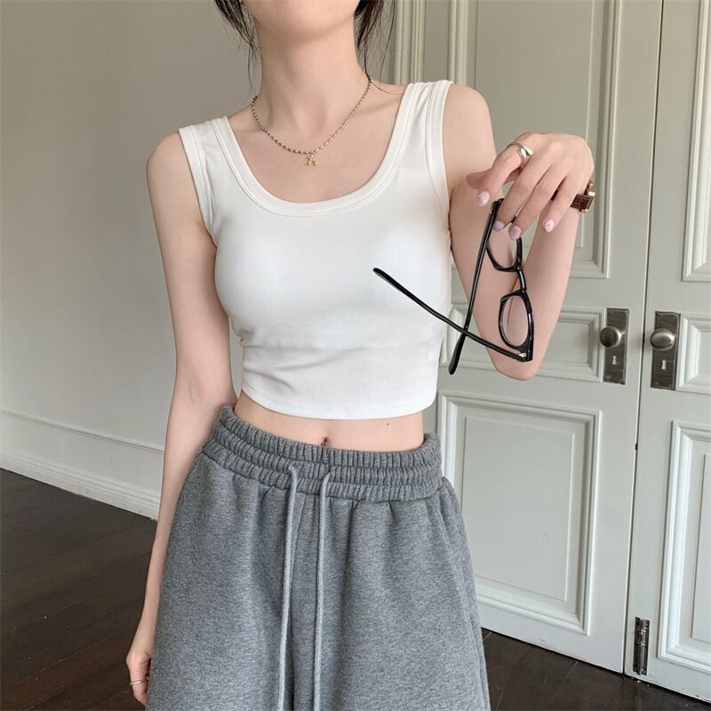 Tiktok one-piece delivery summer sports vest women's short cropped sexy hot girl base wrapped chest camisole