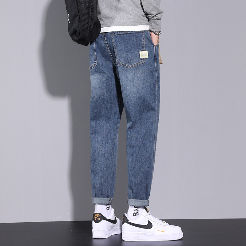 Men's Thin Jeans Cargo Trendy Brand 2025 New Loose Straight Harem Cropped Casual Long Pants Summer