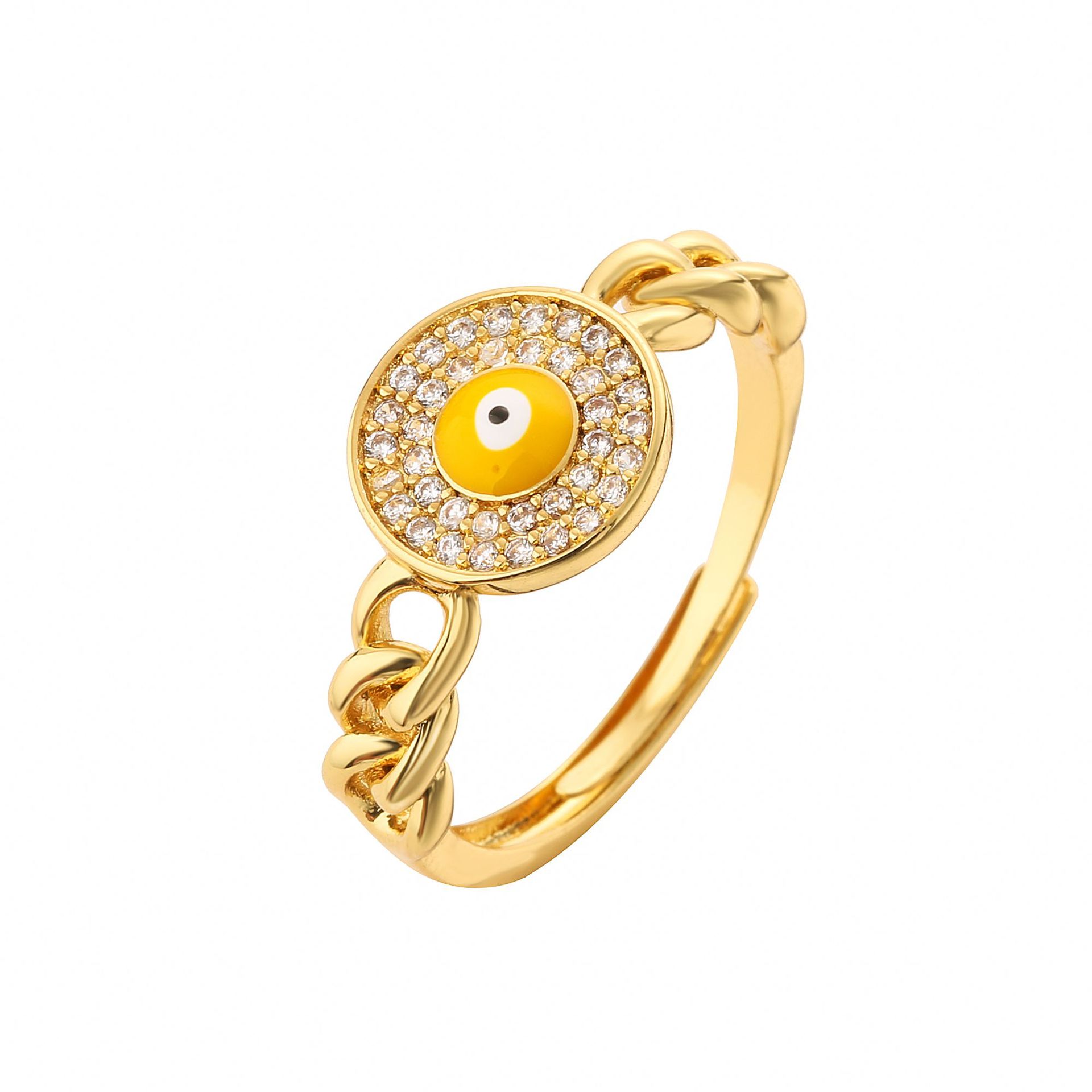 Retro Devilu0027S Eye Oval Copper Enamel Zircon Open Ring