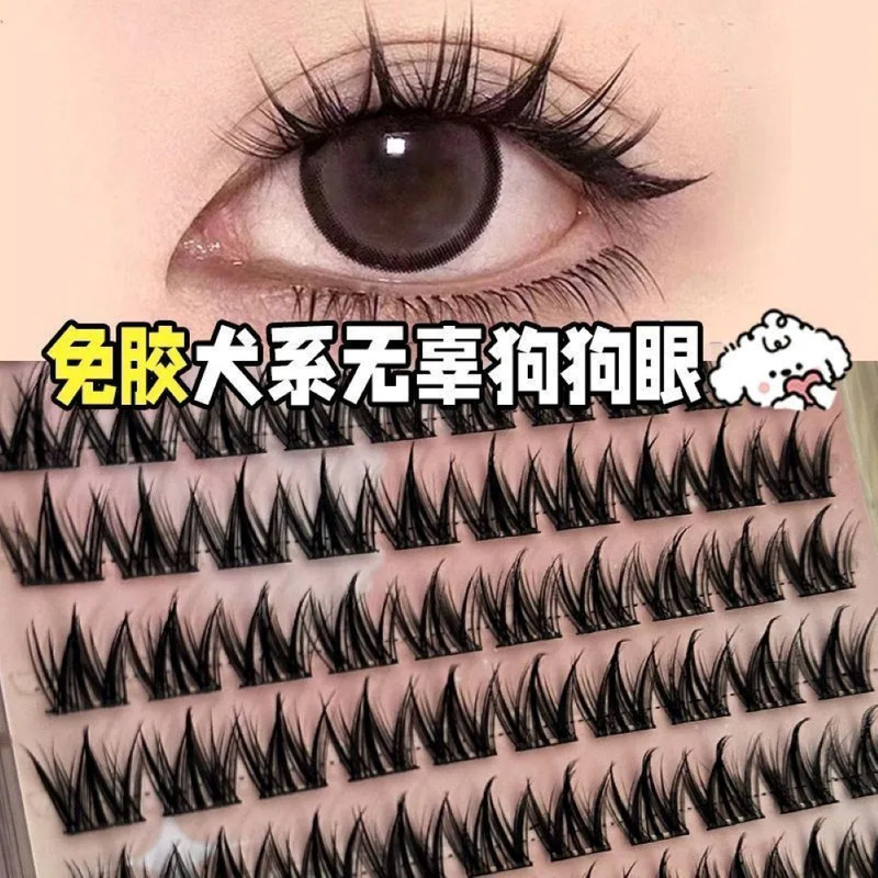 100クラスタの大容量の無料の小さい乳の犬はつけのまつげのまつげの怠け者の濃密な自然な新米の漫画のまつげを結びます。|undefined