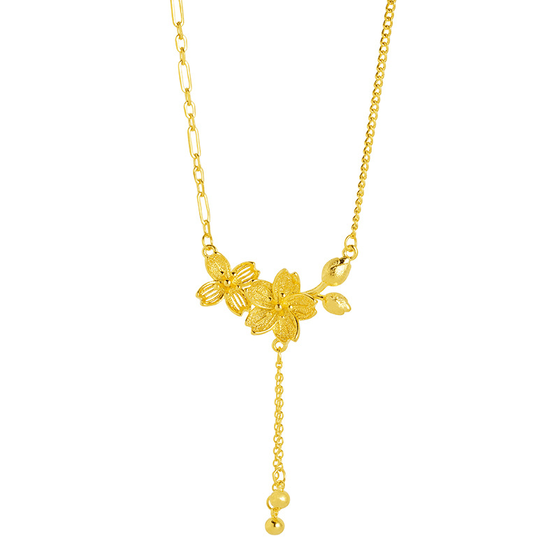 Vietnam oro doble flor borla collar imitación oro clavícula cadena Internet celebridad misma Boda nupcial flor boda joyería de la flor