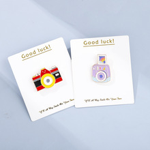 卡通照相机造型胸针锌合金别针烤漆滴油装饰徽章衣服包包配饰