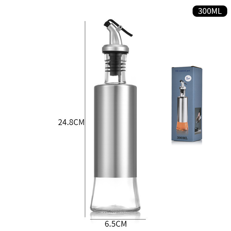 Escamas Olla de aceite visual Suministros de cocina al por mayor Olla de aceite de acero inoxidable Botella de aceite de vidrio Salsa de soja doméstica Botella de vinagre Botella de condimento