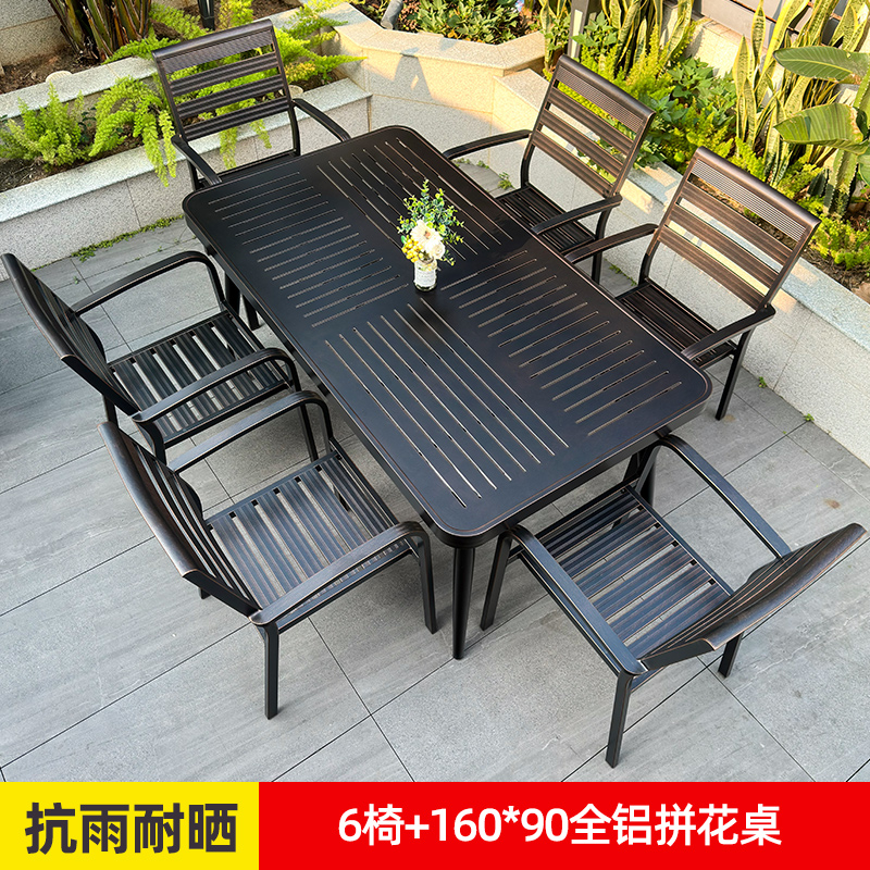 γαβγδεT26 인기 패키지: 의자 6개 + 160*90 전체 알루미늄 쪽모이 세공 테이블 γαβγδε