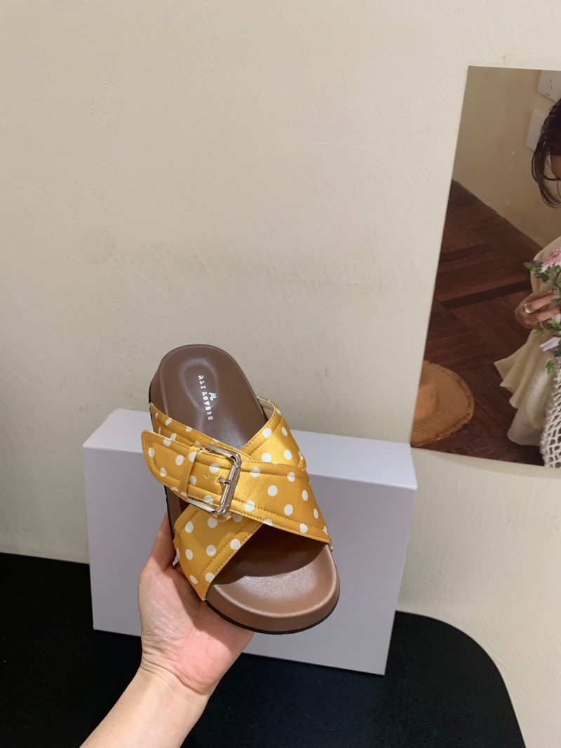 Women's Slip-on Slippers With White Polka Dot Pattern For Summer_voghion.com