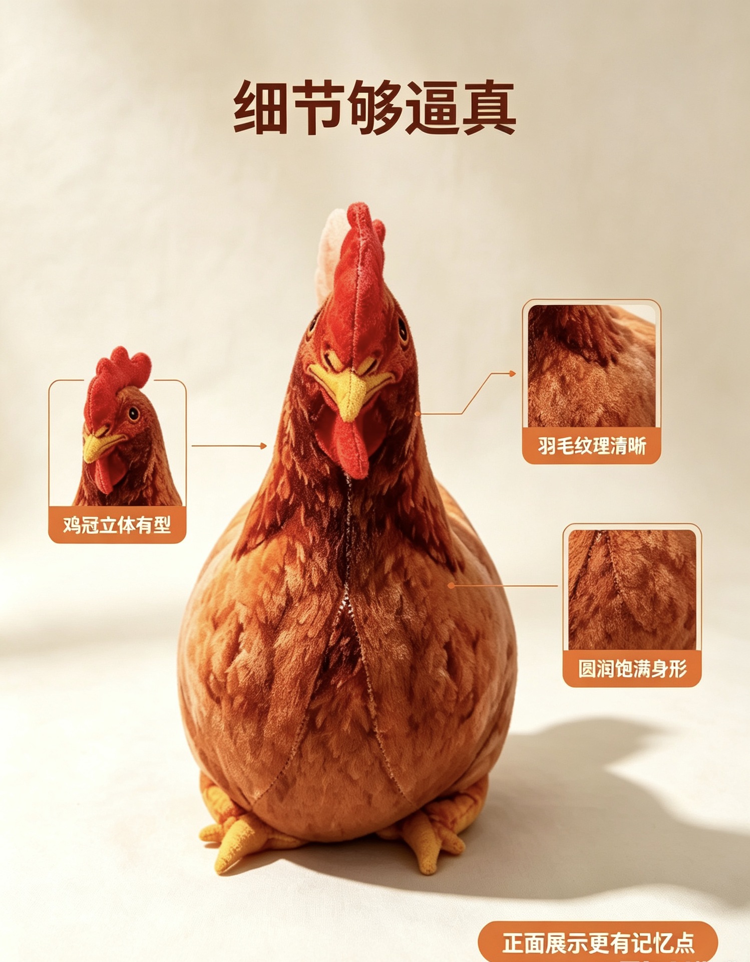 Cross-border bestseller: realistic chicken plush toy, pillow, decoration, 3D lifelike chick toy, doll, pendant, direct from the manufacturer