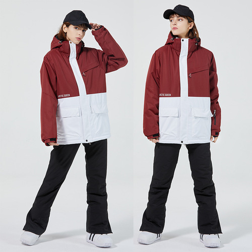 New unisex snowboard suit set, warm and thick Korean-style snowboard jacket and pants set