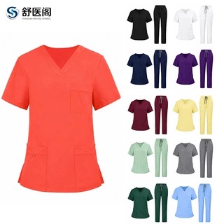 外贸洗手衣吸汗速干美容院口腔牙科男女scrubs uniform分体工作服