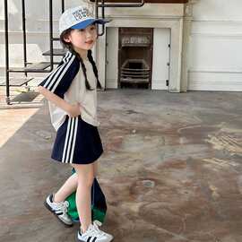 女童运动套装夏季2026新款儿童短袖体恤韩版包括两件套夏装套裙潮