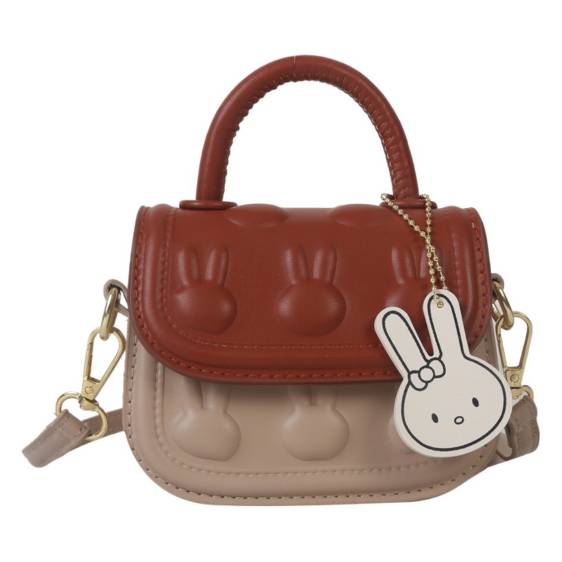 Mini bolso cuadrado para niños bolso de moda para niñas bolso de accesorios bolso de estilo occidental para niñas lindo conejo impreso bolso de hombro