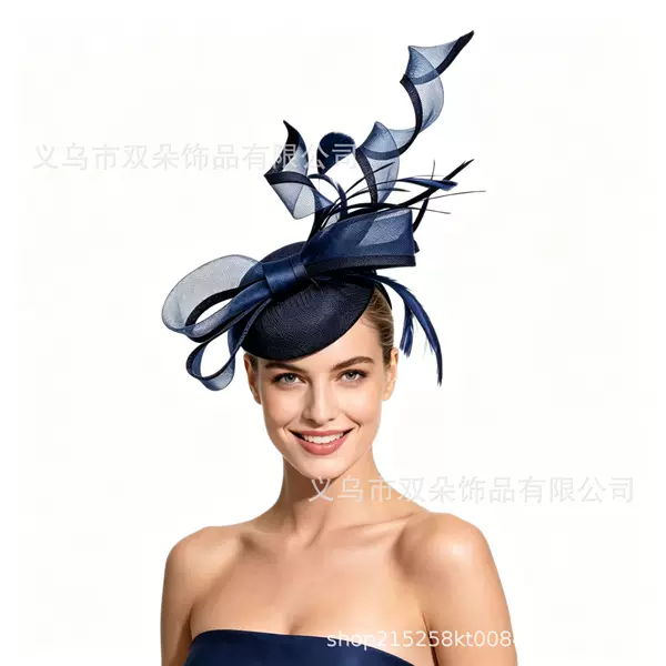 European and American bridal feather mesh hair accessories, wedding and festival headwear, horse racing festival and ball performance headwear for women, direct supply from the source